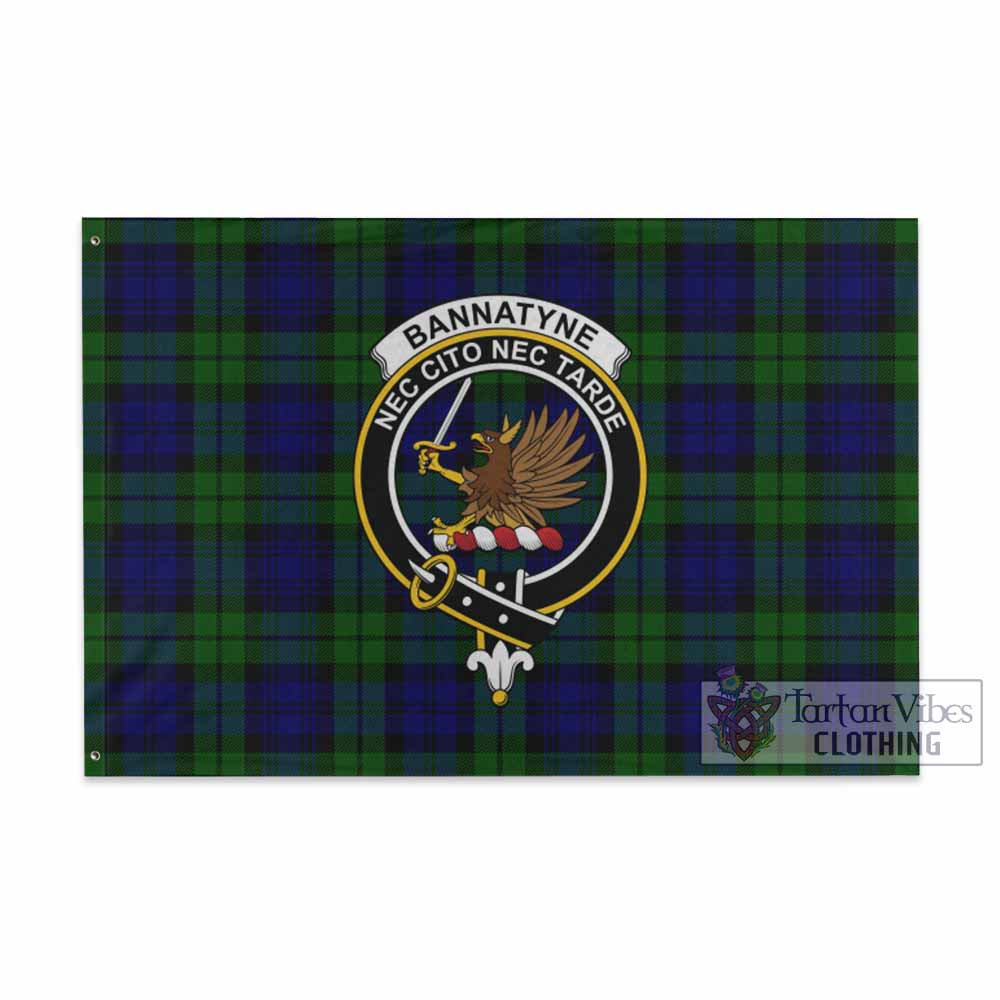 Tartan Vibes Clothing Bannatyne Tartan House Flag with Family Crest