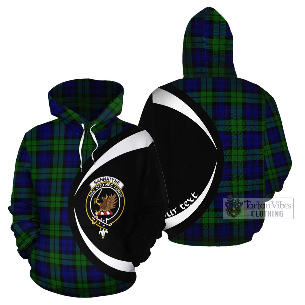 Tartan Vibes Clothing Bannatyne Tartan Cotton Hoodie with Family Crest Circle Style