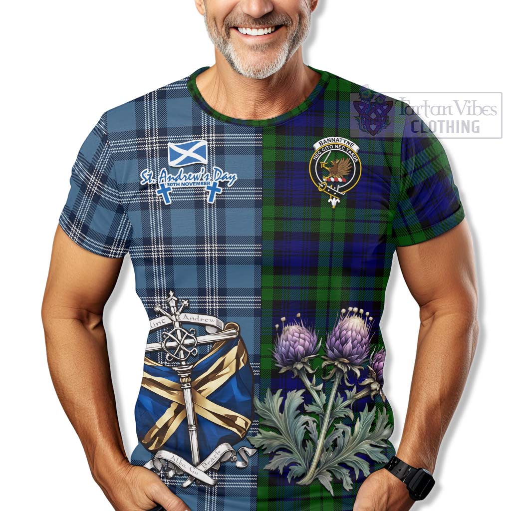 Tartan Vibes Clothing Bannatyne Tartan T-Shirt Happy St. Andrew's Day Half Tartan Style