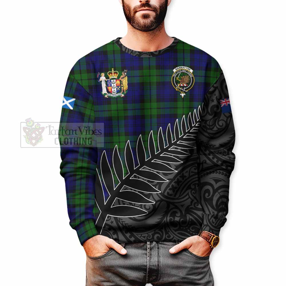 Tartan Vibes Clothing Bannatyne Crest Tartan Sweatshirt with New Zealand Silver Fern Half Style