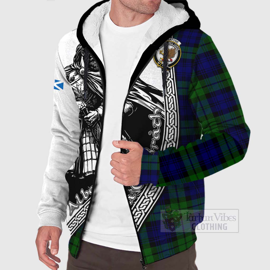 Tartan Vibes Clothing Bannatyne Tartan Clan Crest Sherpa Hoodie with Highlander Warrior Celtic Style