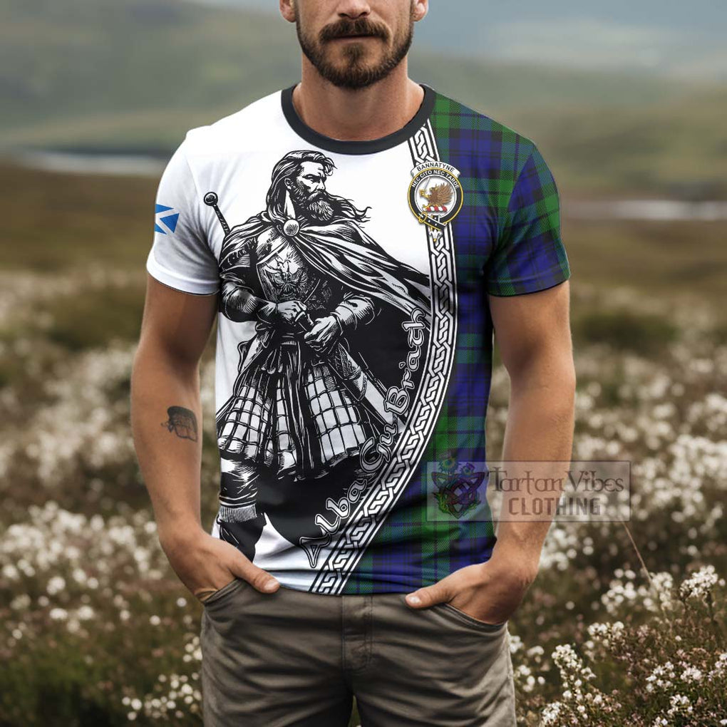 Tartan Vibes Clothing Bannatyne Tartan Clan Crest T-Shirt with Highlander Warrior Celtic Style