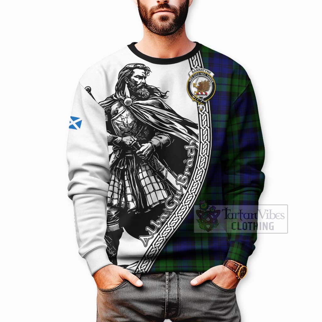 Tartan Vibes Clothing Bannatyne Tartan Clan Crest Sweatshirt with Highlander Warrior Celtic Style