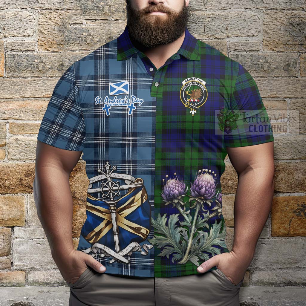 Tartan Vibes Clothing Bannatyne Tartan Polo Shirt Happy St. Andrew's Day Half Tartan Style