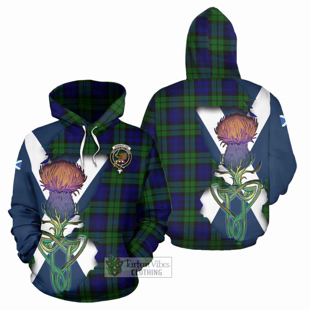Tartan Vibes Clothing Bannatyne Tartan Family Crest Hoodie Scottish Thistle Celtic Inspired