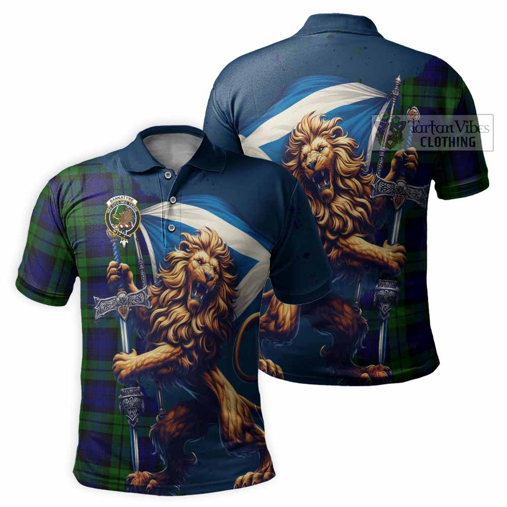 Tartan Vibes Clothing Bannatyne Tartan Family Crest Men's Polo Shirt with Scottish Majestic Lion