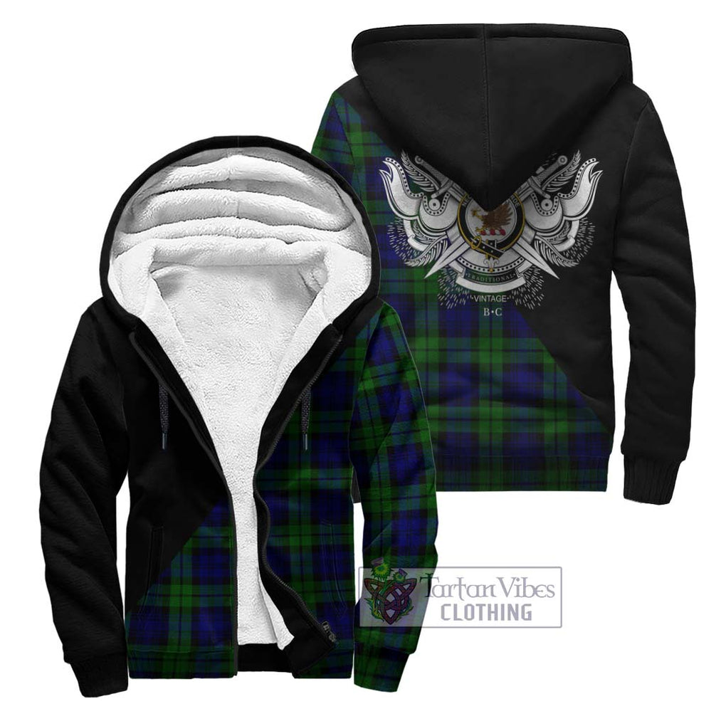 Bannatyne Tartan Sherpa Hoodie with Family Crest and Military Logo Style Unisex - Tartanvibesclothing Shop
