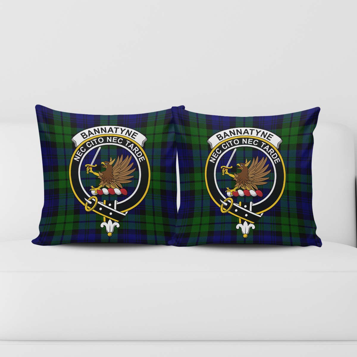 Bannatyne Tartan Pillow Cover with Family Crest - Tartanvibesclothing