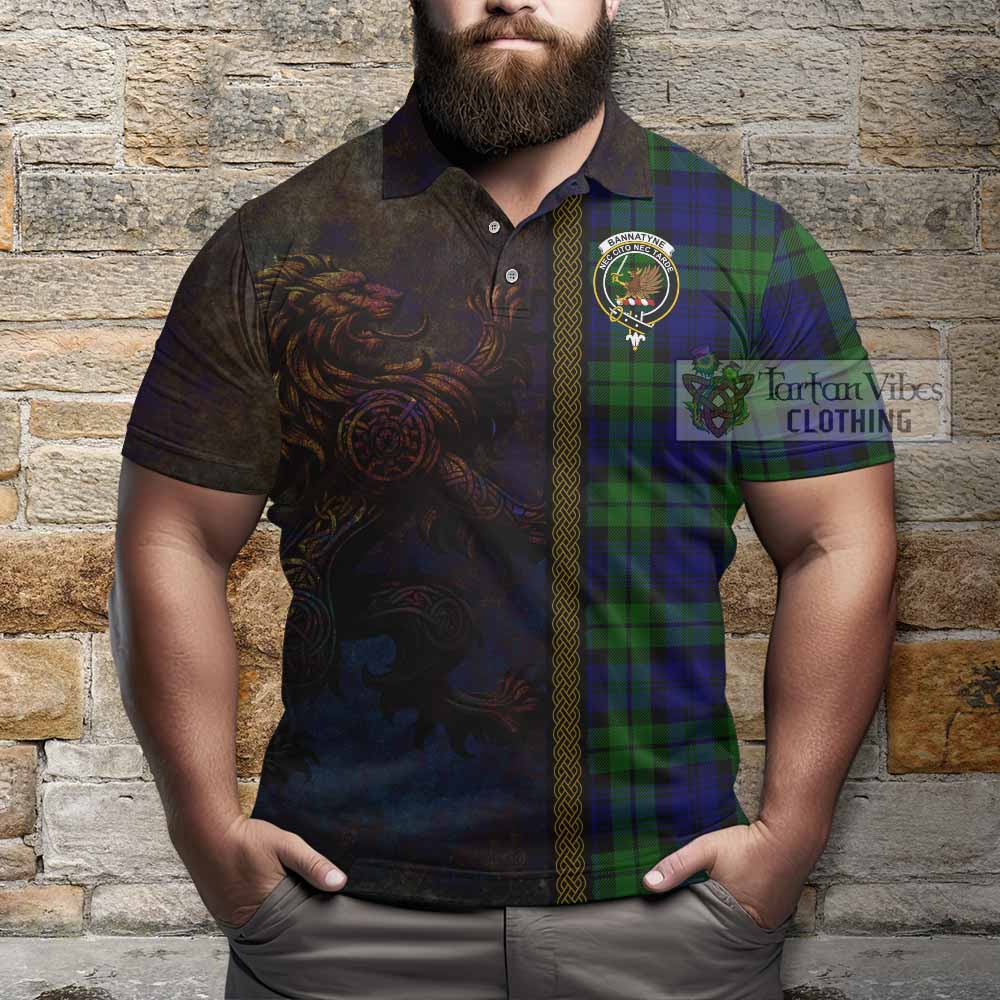Tartan Vibes Clothing Bannatyne Tartan Family Crest Polo Shirt Alba Gu Brath Be Brave Lion Ancient Style