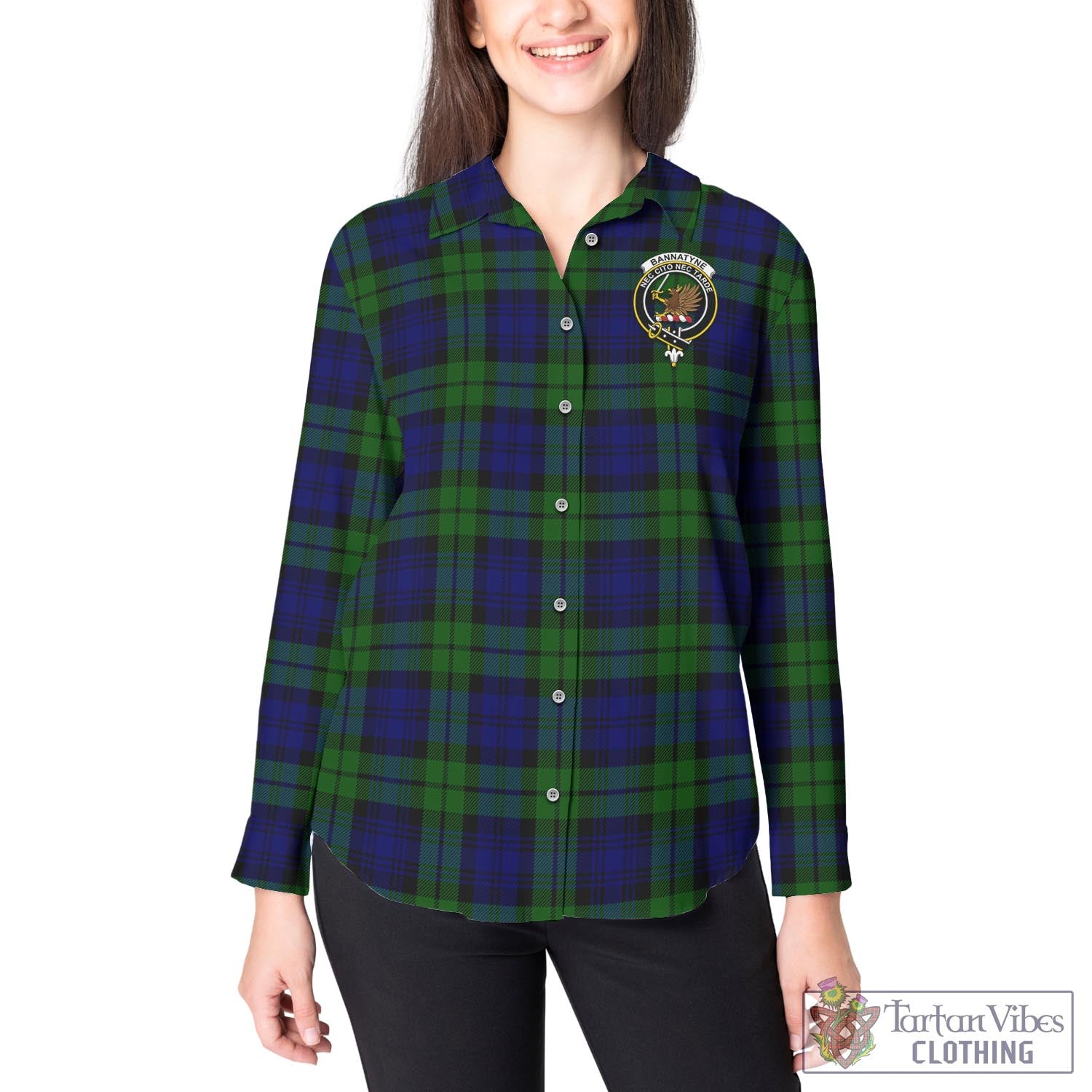 Bannatyne Tartan Women's Casual Shirt with Family Crest - Tartan Vibes Clothing