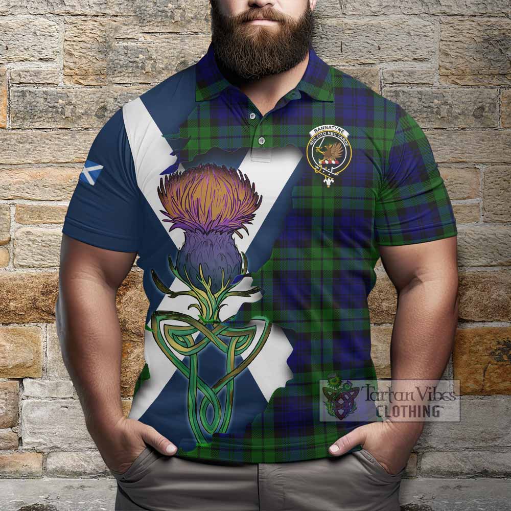 Tartan Vibes Clothing Bannatyne Tartan Family Crest Polo Shirt Scottish Thistle Celtic Inspired