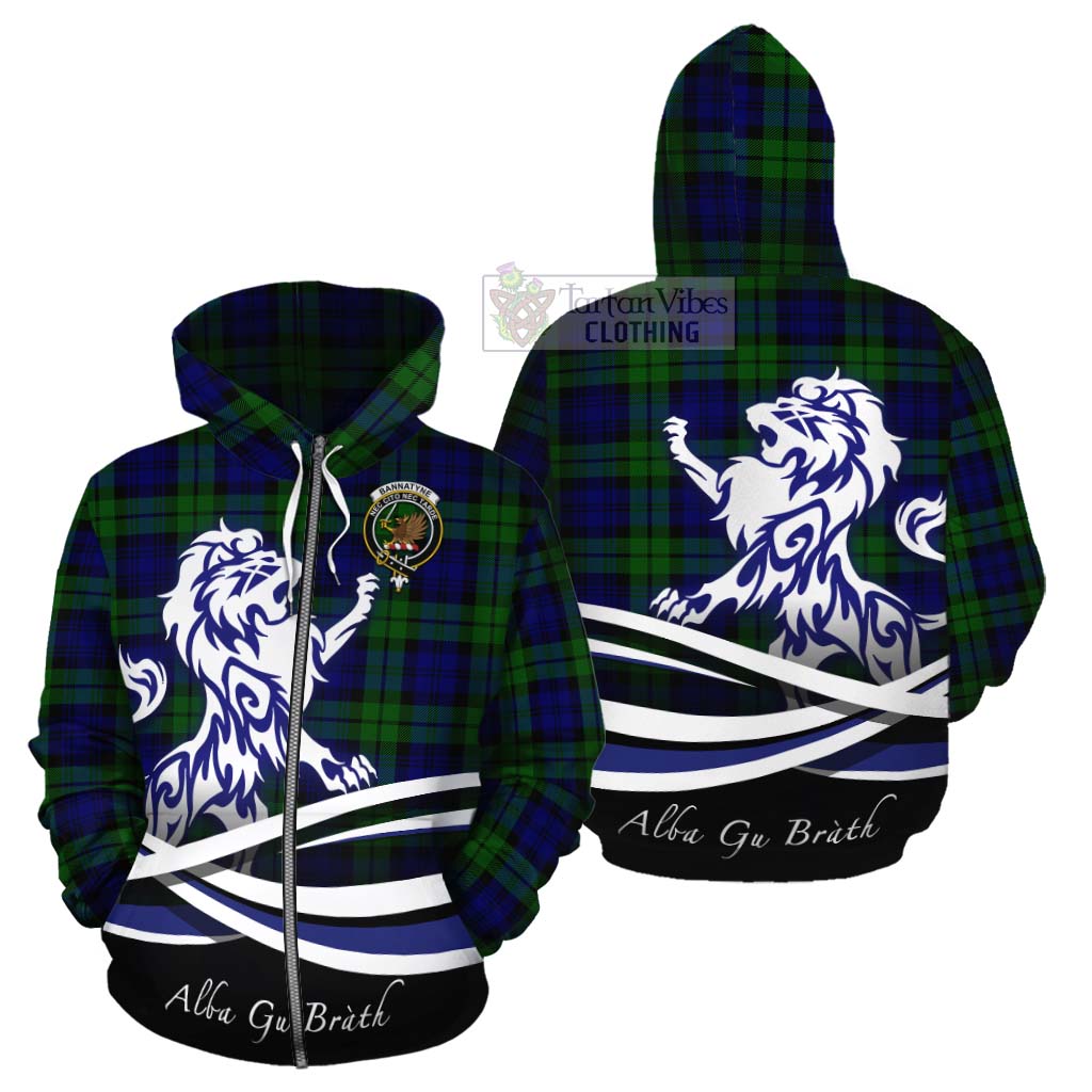 Tartan Vibes Clothing Bannatyne Tartan Cotton Hoodie with Alba Gu Brath Regal Lion Emblem