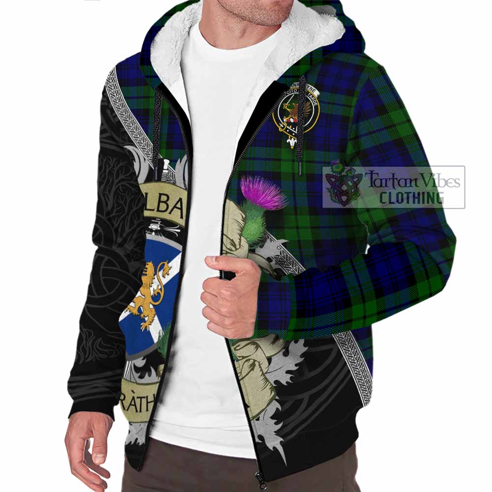 Tartan Vibes Clothing Bannatyne Tartan Family Crest Sherpa Hoodie Lion Rampant Royal Thistle Shield Celtic Inspired
