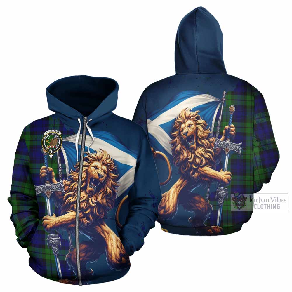 Bannatyne Tartan Family Crest Hoodie with Scottish Majestic Lion