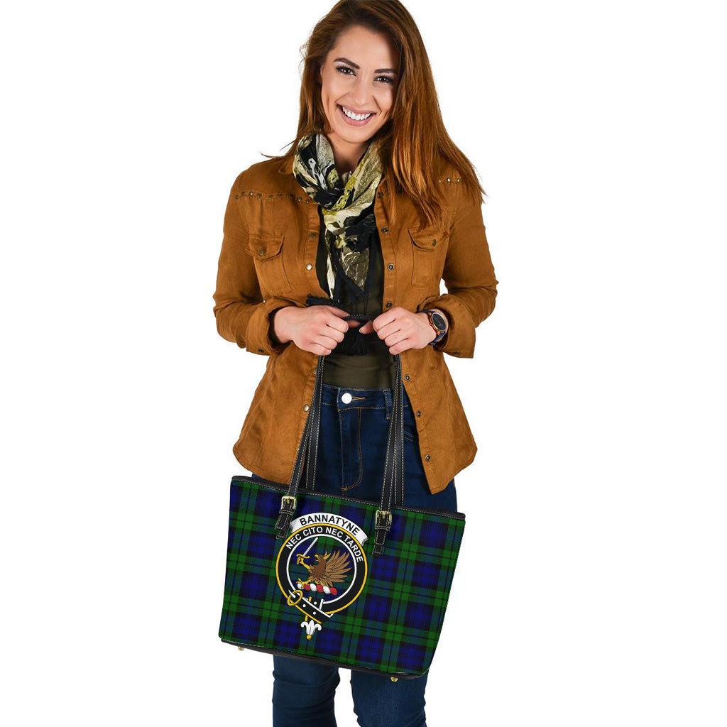 Bannatyne Tartan Leather Tote Bag with Family Crest - Tartanvibesclothing