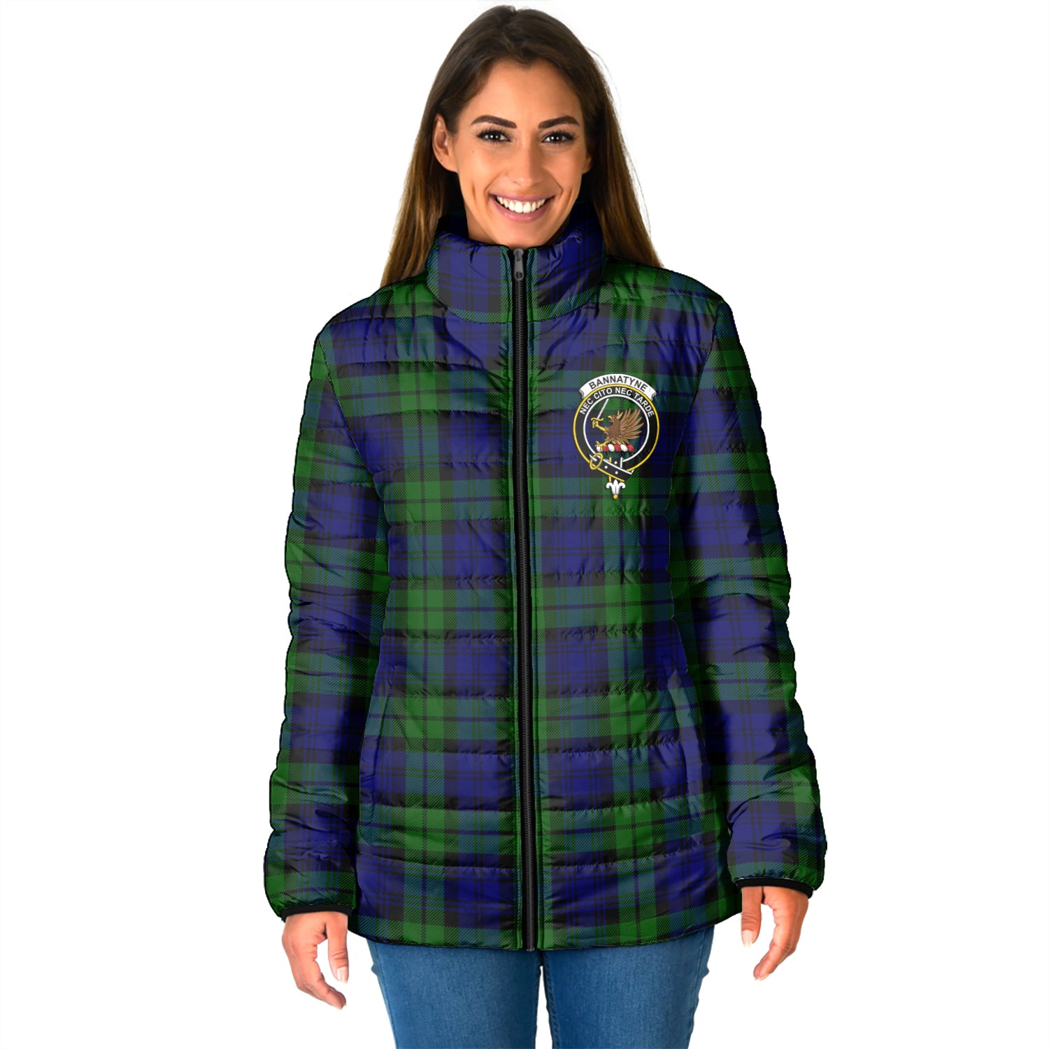 Bannatyne Tartan Padded Jacket with Family Crest - Tartan Vibes Clothing