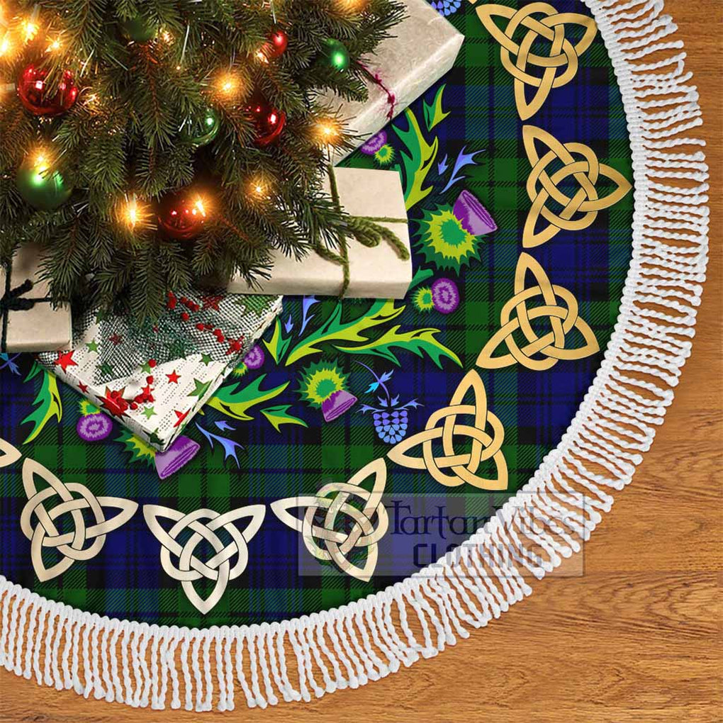 Tartan Vibes Clothing Bannatyne Tartan Christmas Tree Skirt with Thistle Celtic Knot Style