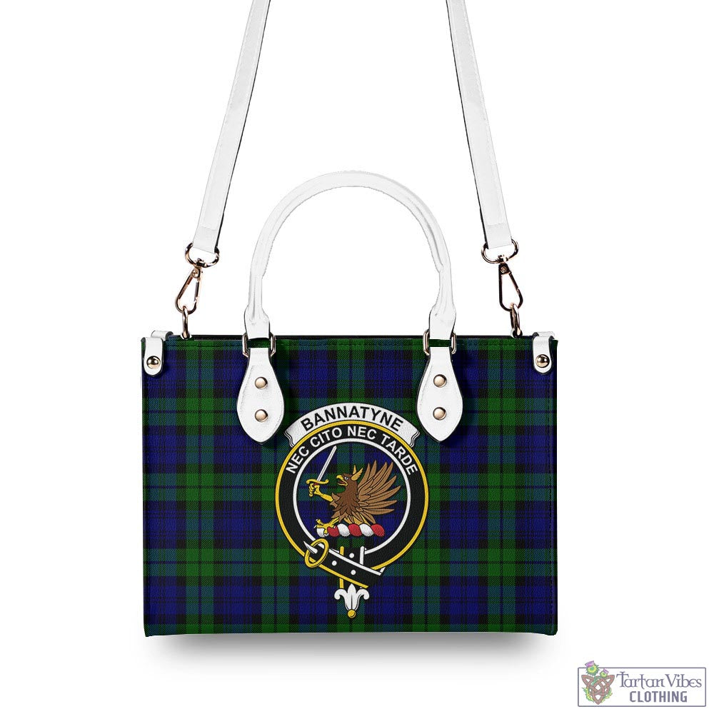 Tartan Vibes Clothing Bannatyne Tartan Luxury Leather Handbags with Family Crest
