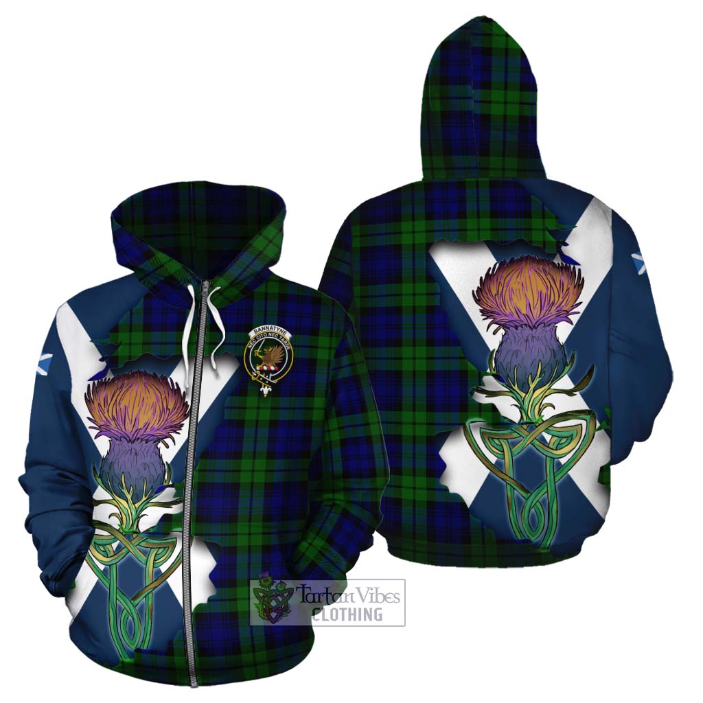 Tartan Vibes Clothing Bannatyne Tartan Family Crest Cotton Hoodie Scottish Thistle Celtic Inspired