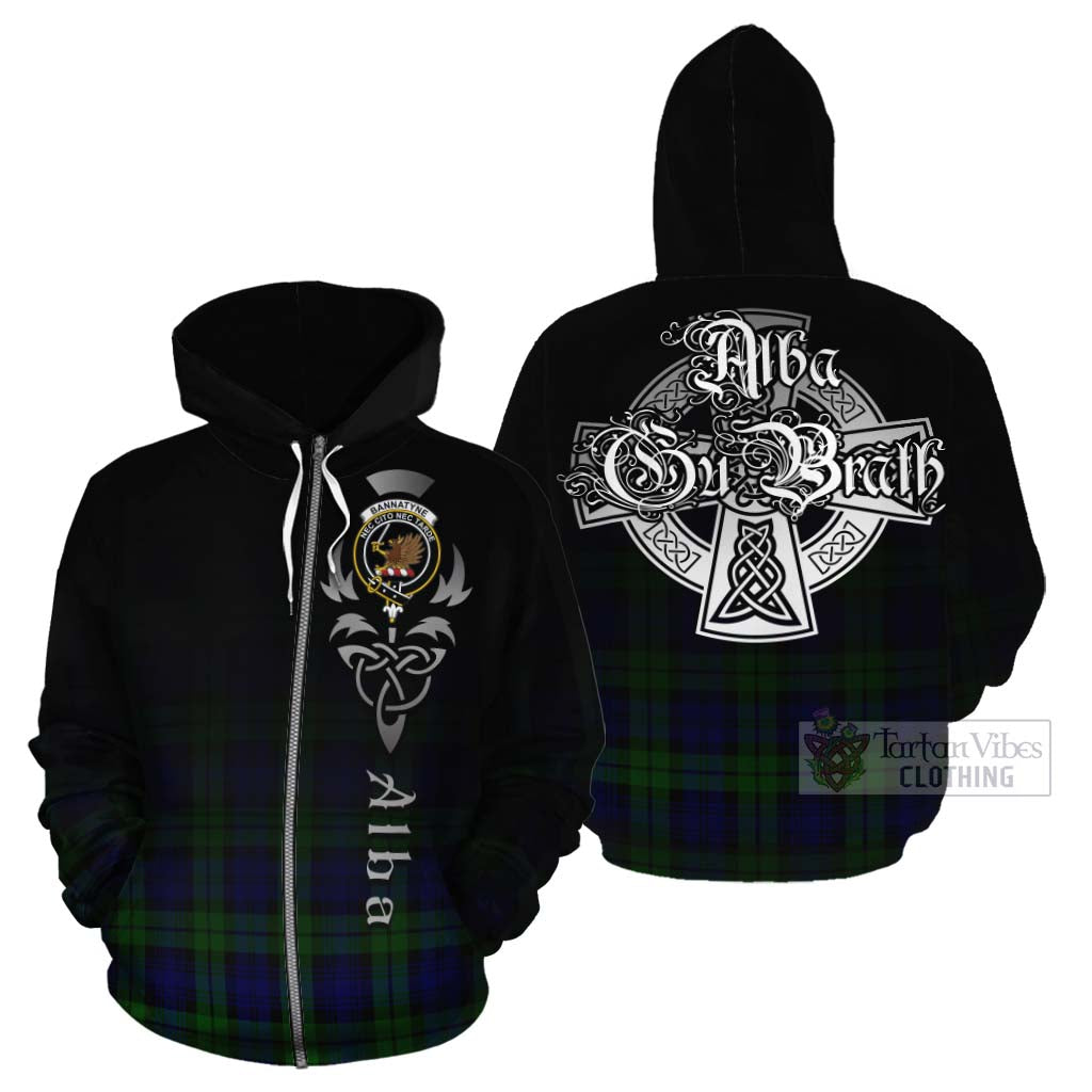 Tartan Vibes Clothing Bannatyne Tartan Cotton Hoodie Featuring Alba Gu Brath Family Crest Celtic Inspired