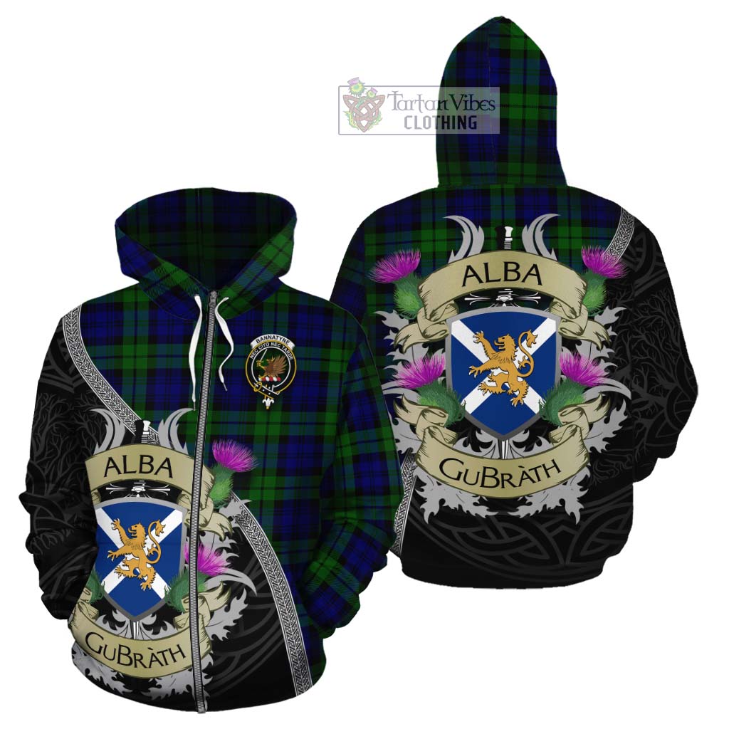 Tartan Vibes Clothing Bannatyne Tartan Family Crest Cotton Hoodie Lion Rampant Royal Thistle Shield Celtic Inspired
