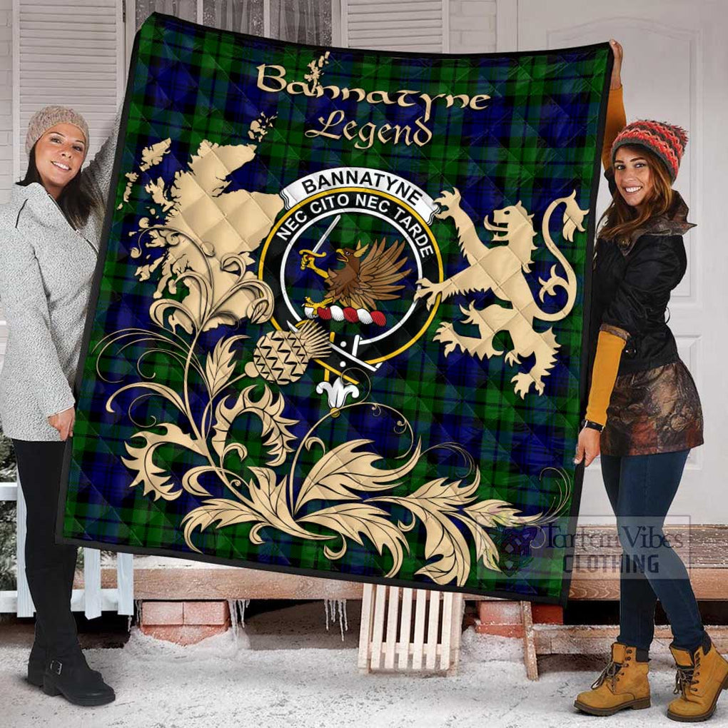 Tartan Vibes Clothing Bannatyne Tartan Quilt with Family Crest and Scottish Symbol Style