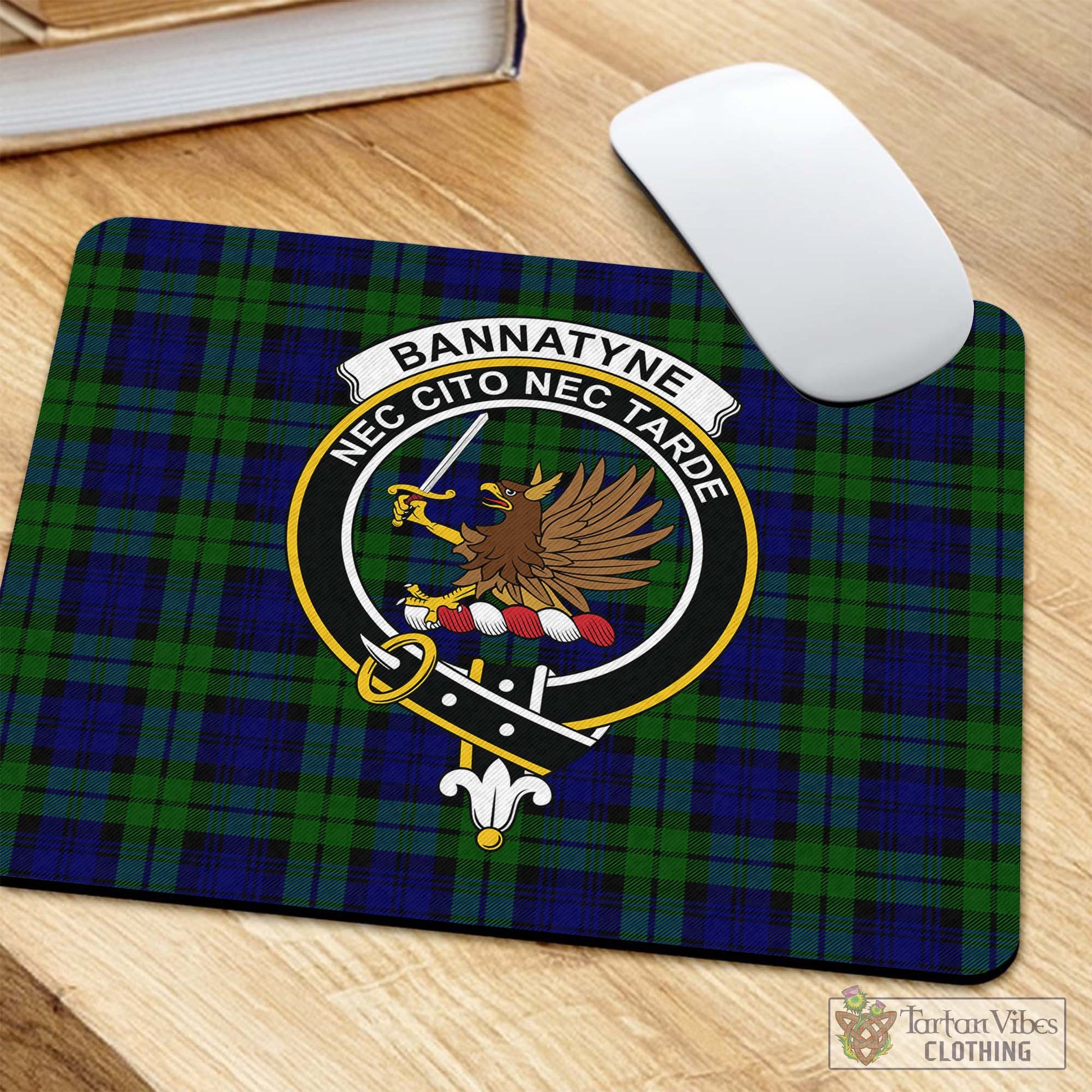 Tartan Vibes Clothing Bannatyne Tartan Mouse Pad with Family Crest