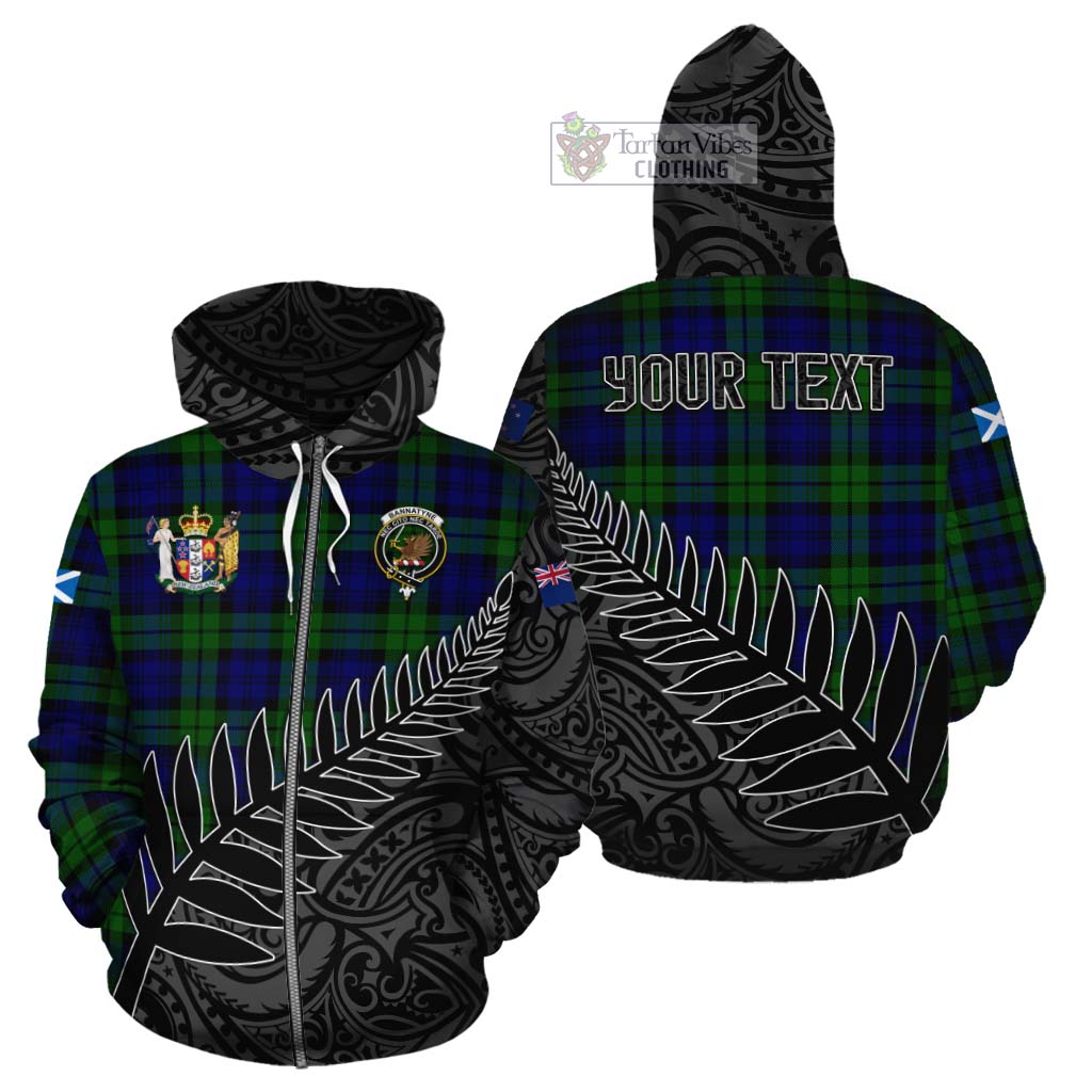 Tartan Vibes Clothing Bannatyne Crest Tartan Cotton Hoodie with New Zealand Silver Fern Half Style