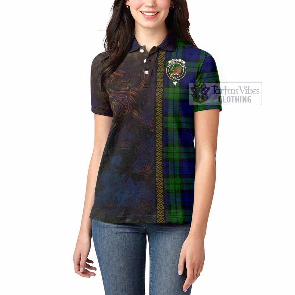 Tartan Vibes Clothing Bannatyne Tartan Family Crest Women's Polo Shirt Alba Gu Brath Be Brave Lion Ancient Style
