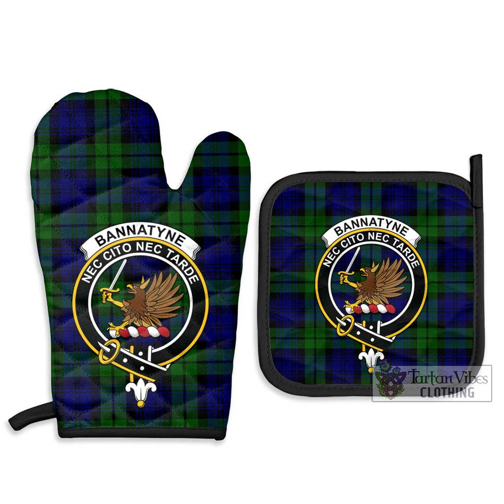 Bannatyne Tartan Combo Oven Mitt & Pot-Holder with Family Crest Combo 1 Oven Mitt & 2 Pot-Holder Black - Tartan Vibes Clothing