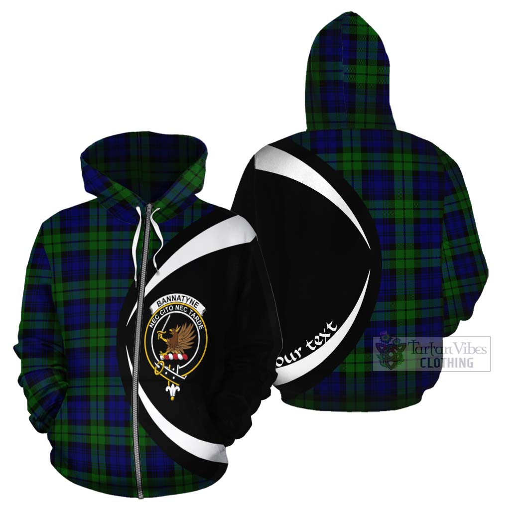 Tartan Vibes Clothing Bannatyne Tartan Cotton Hoodie with Family Crest Circle Style