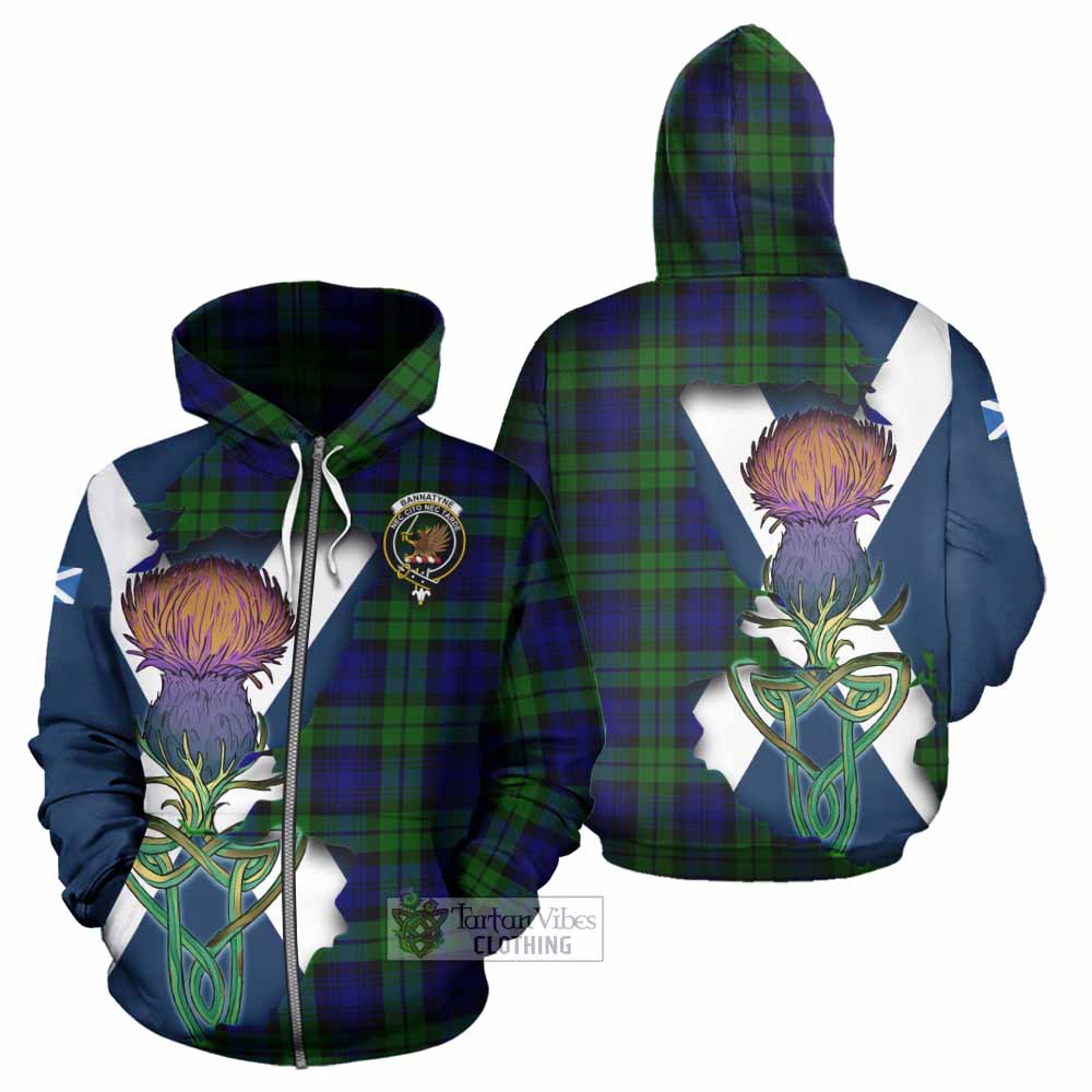 Tartan Vibes Clothing Bannatyne Tartan Family Crest Hoodie Scottish Thistle Celtic Inspired