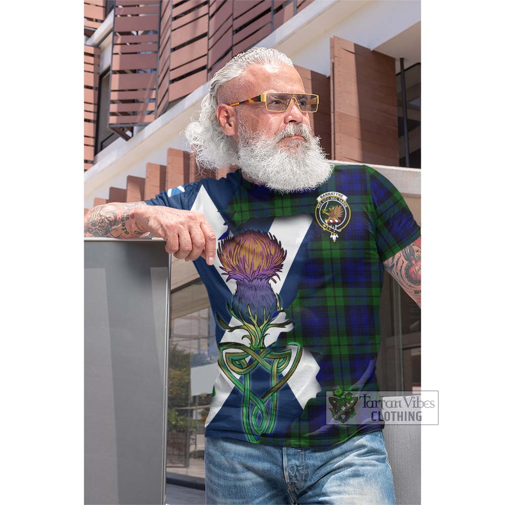Tartan Vibes Clothing Bannatyne Tartan Family Crest Cotton T-shirt Scottish Thistle Celtic Inspired