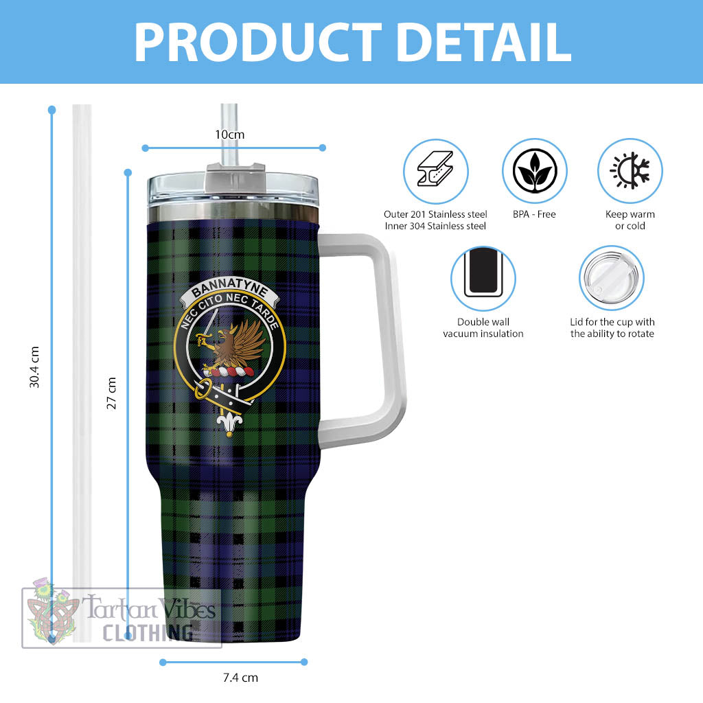 Tartan Vibes Clothing Bannatyne Tartan and Family Crest Tumbler with Handle