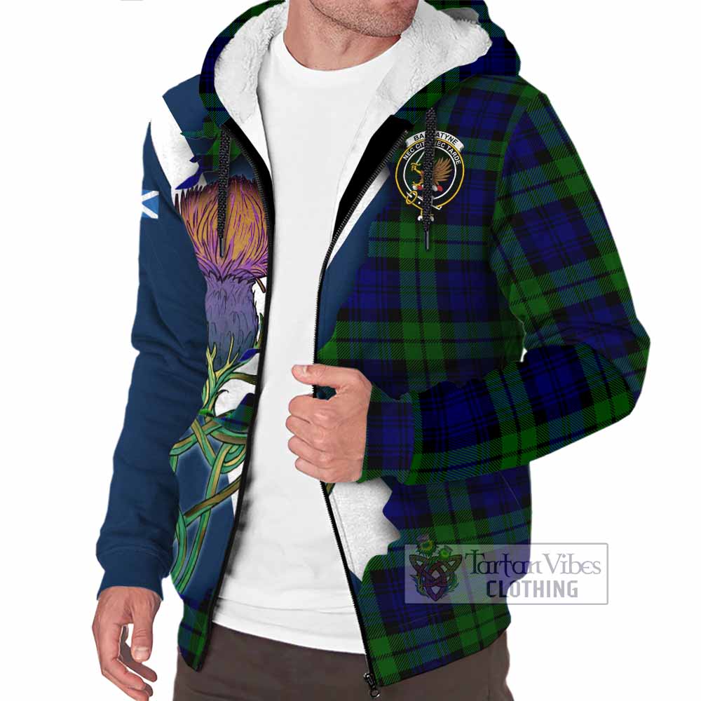 Tartan Vibes Clothing Bannatyne Tartan Family Crest Sherpa Hoodie Scottish Thistle Celtic Inspired