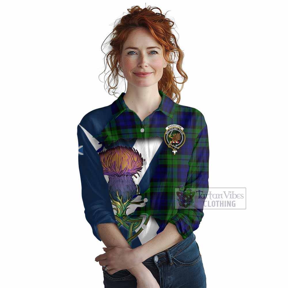 Tartan Vibes Clothing Bannatyne Tartan Family Crest Women's Casual Shirt Scottish Thistle Celtic Inspired