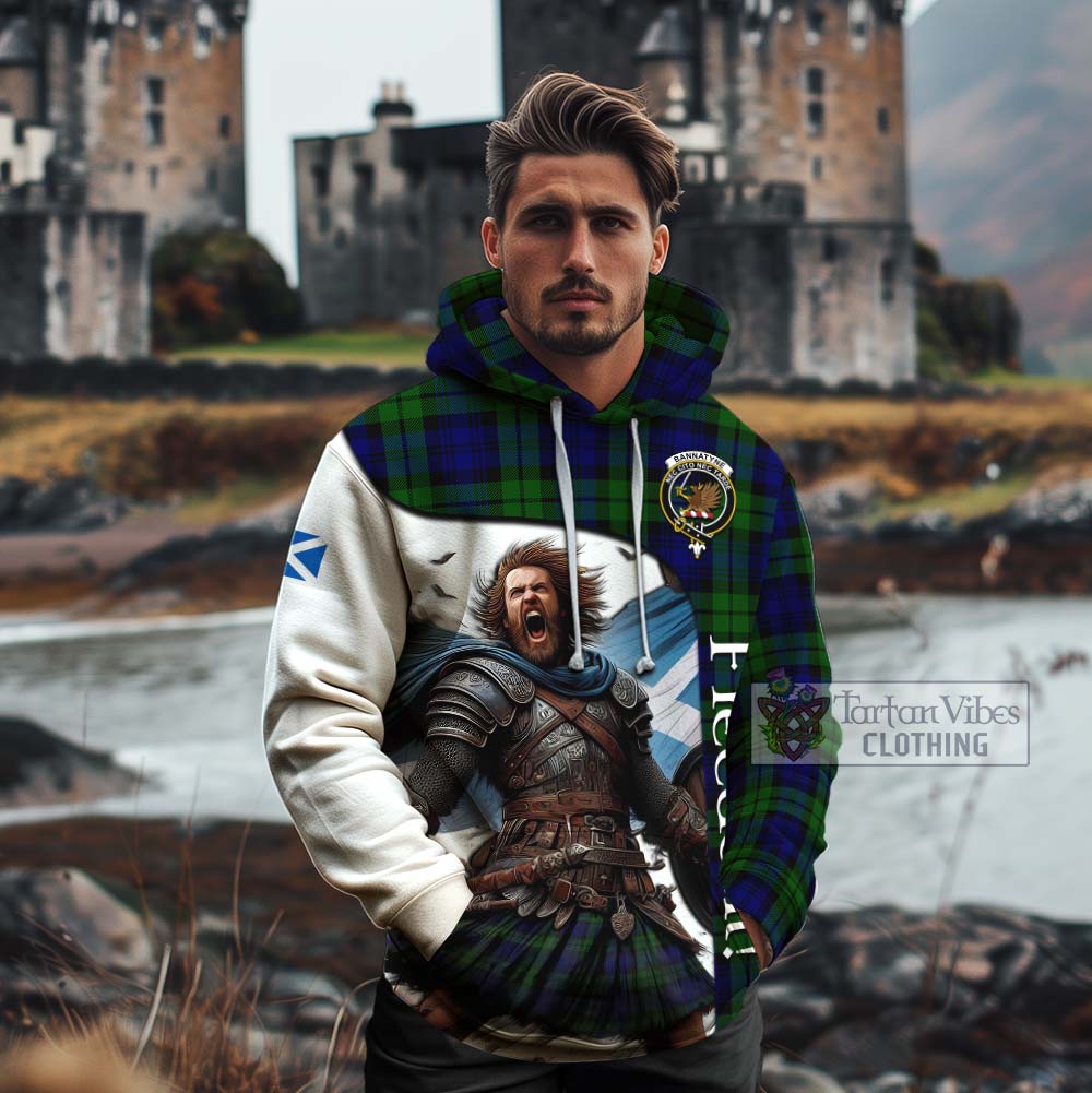 Tartan Vibes Clothing Bannatyne Crest Tartan Cotton Hoodie Inspired by the Freedom of Scottish Warrior