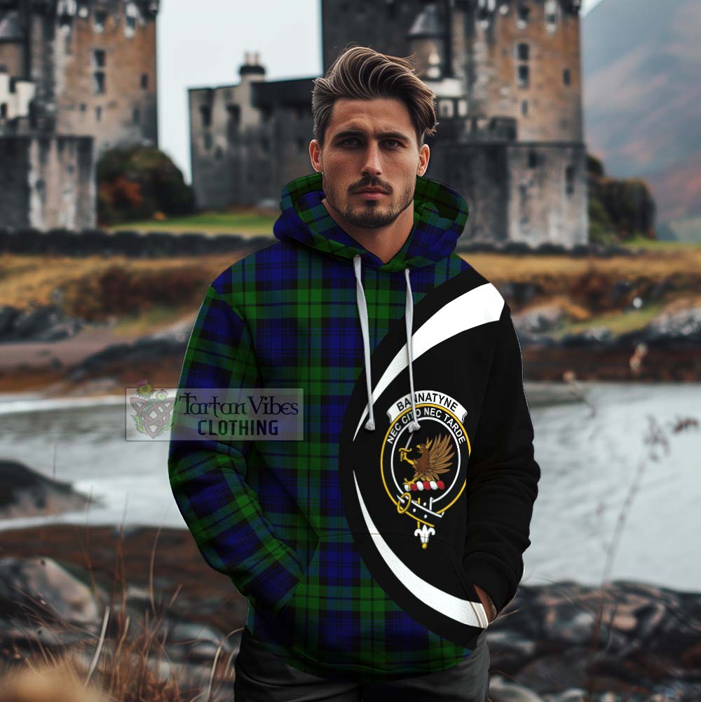 Tartan Vibes Clothing Bannatyne Tartan Cotton Hoodie with Family Crest Circle Style