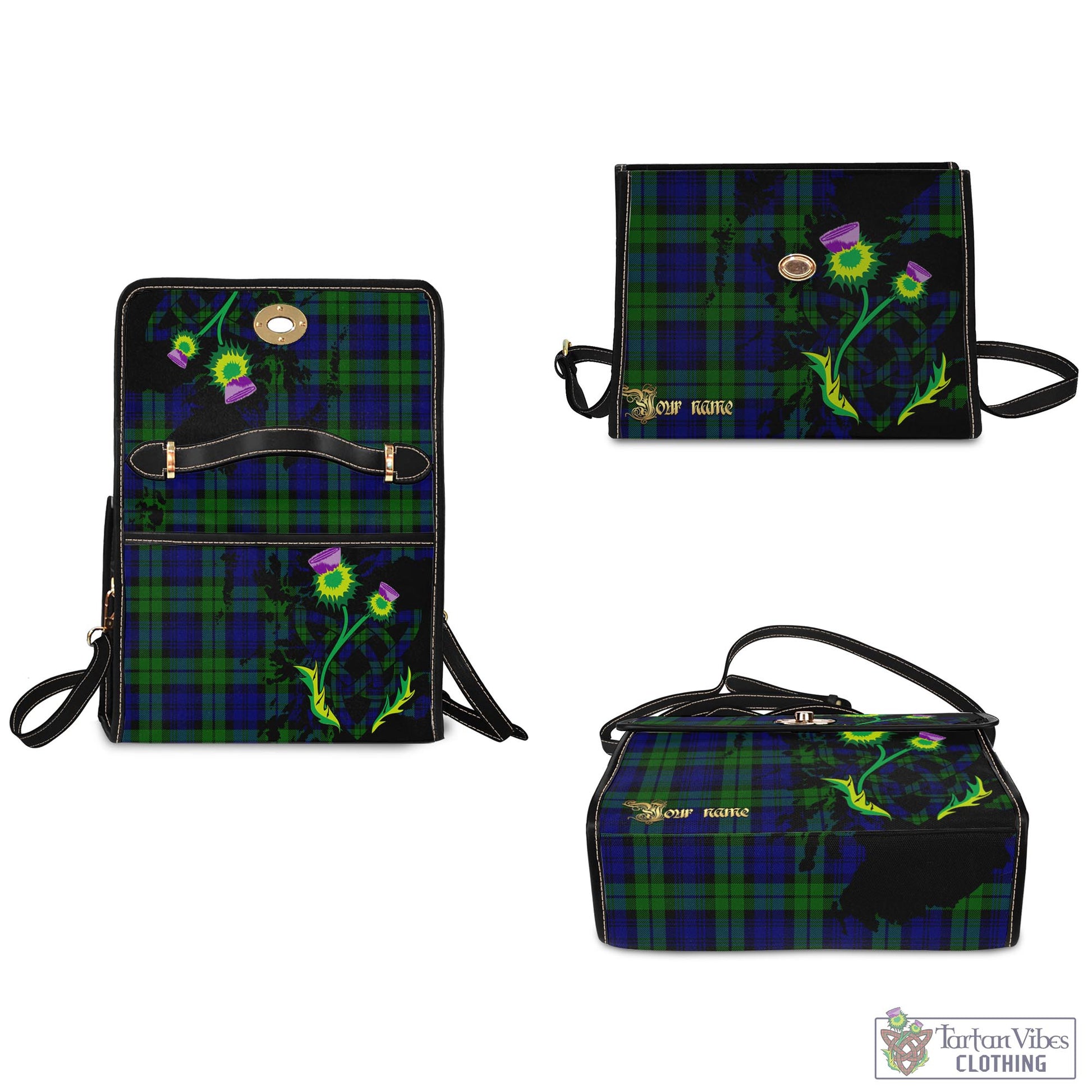 Tartan Vibes Clothing Bannatyne Tartan Waterproof Canvas Bag with Scotland Map and Thistle Celtic Accents