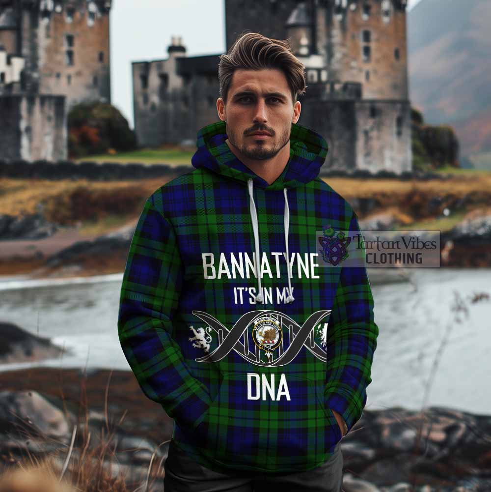 Tartan Vibes Clothing Bannatyne Tartan Cotton Hoodie with Family Crest DNA In Me Style