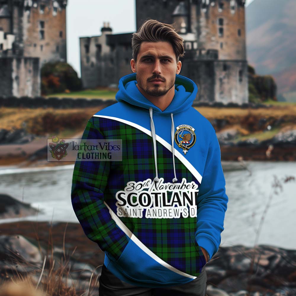 Tartan Vibes Clothing Bannatyne Family Crest Tartan Cotton Hoodie Celebrate Saint Andrew's Day in Style