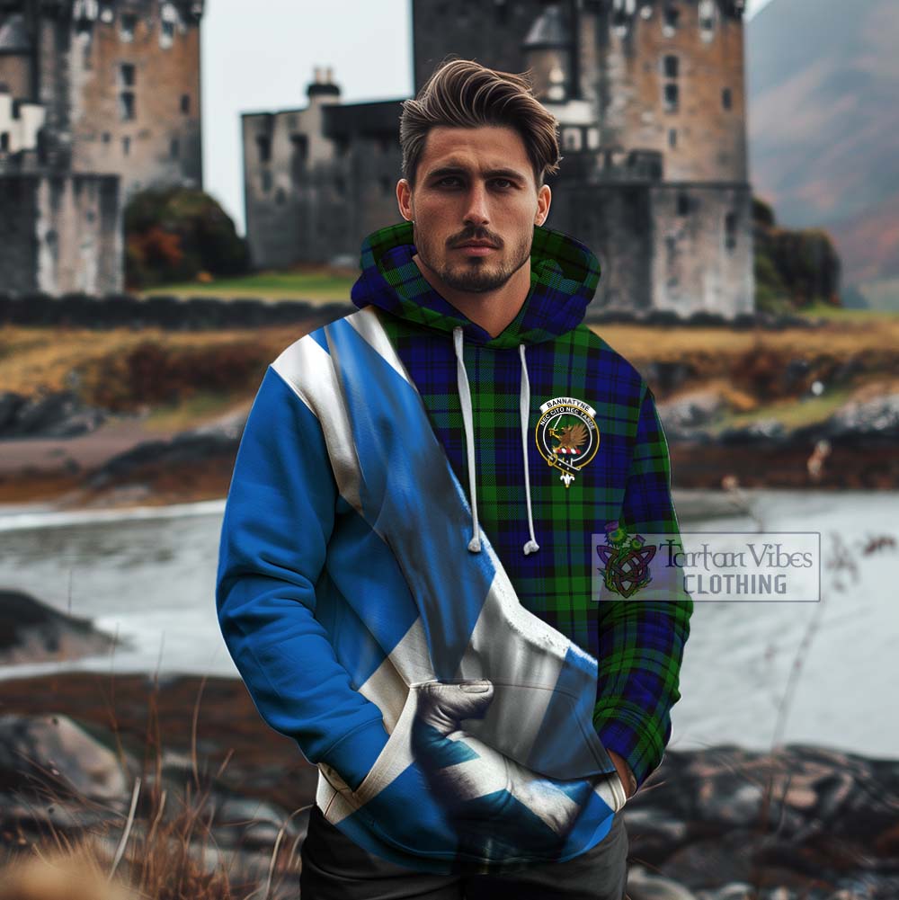 Tartan Vibes Clothing Bannatyne Tartan Cotton Hoodie with Family Crest Scotland Patriotic Style