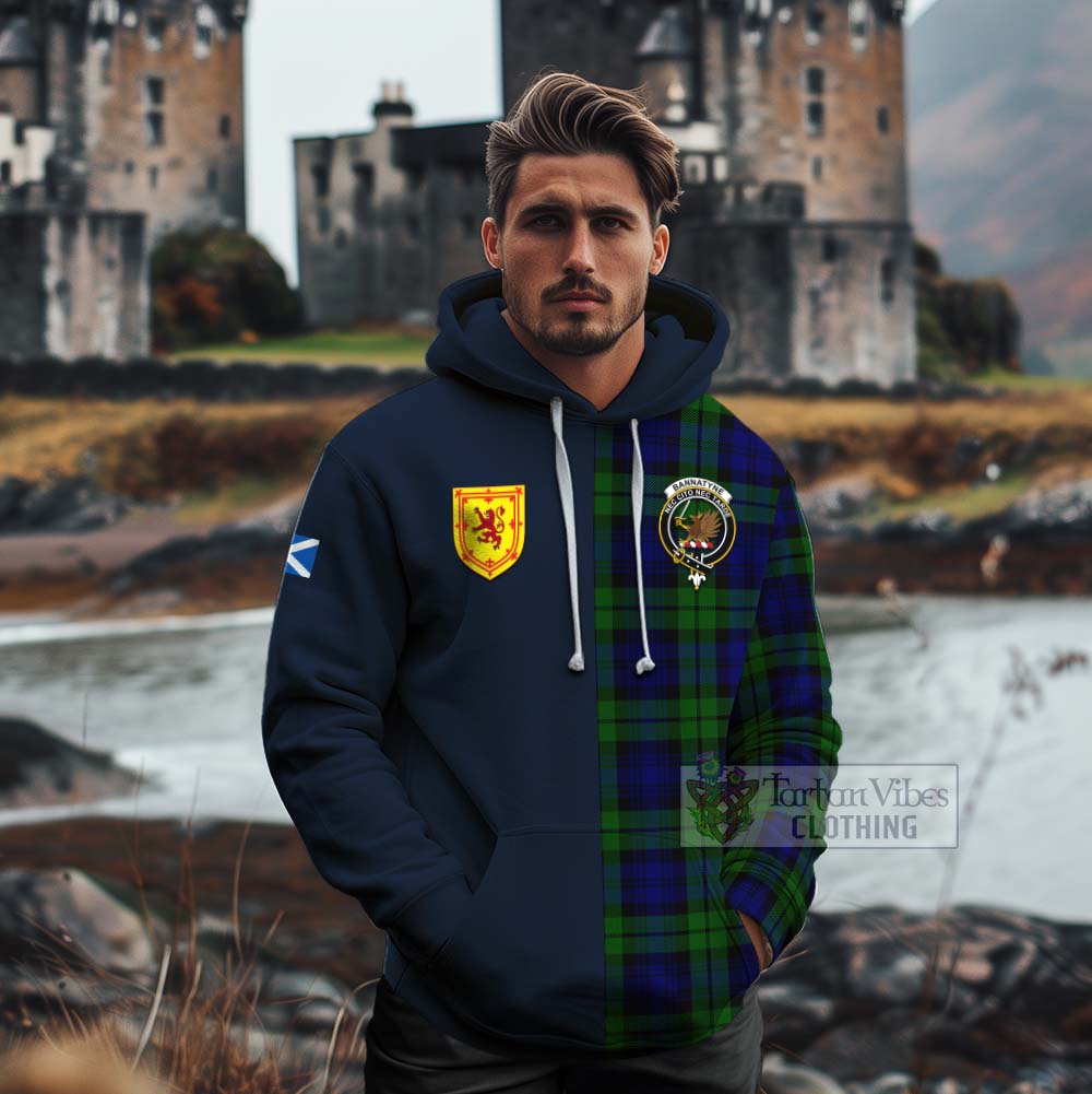Tartan Vibes Clothing Bannatyne Tartan Cotton Hoodie Alba with Scottish Lion Royal Arm Half Style