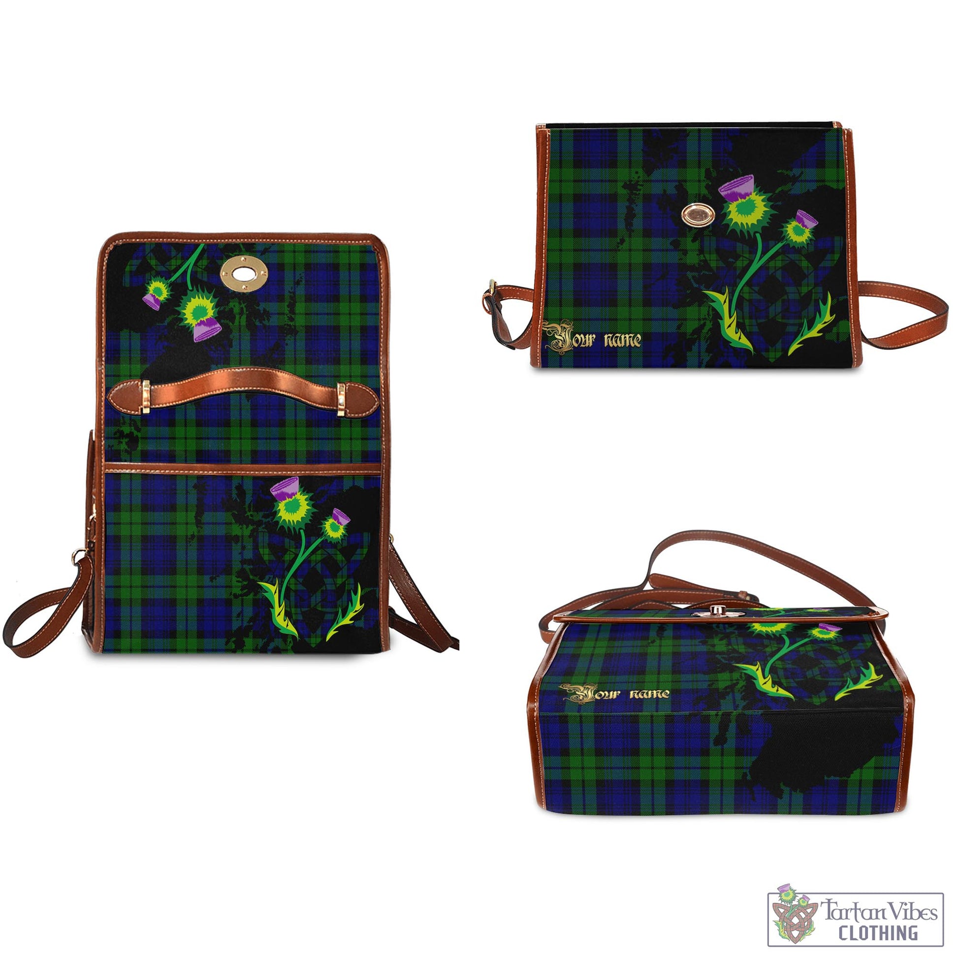 Tartan Vibes Clothing Bannatyne Tartan Waterproof Canvas Bag with Scotland Map and Thistle Celtic Accents