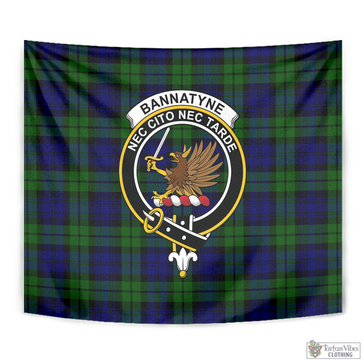Tartan Vibes Clothing Bannatyne Tartan Tapestry Wall Hanging and Home Decor for Room with Family Crest