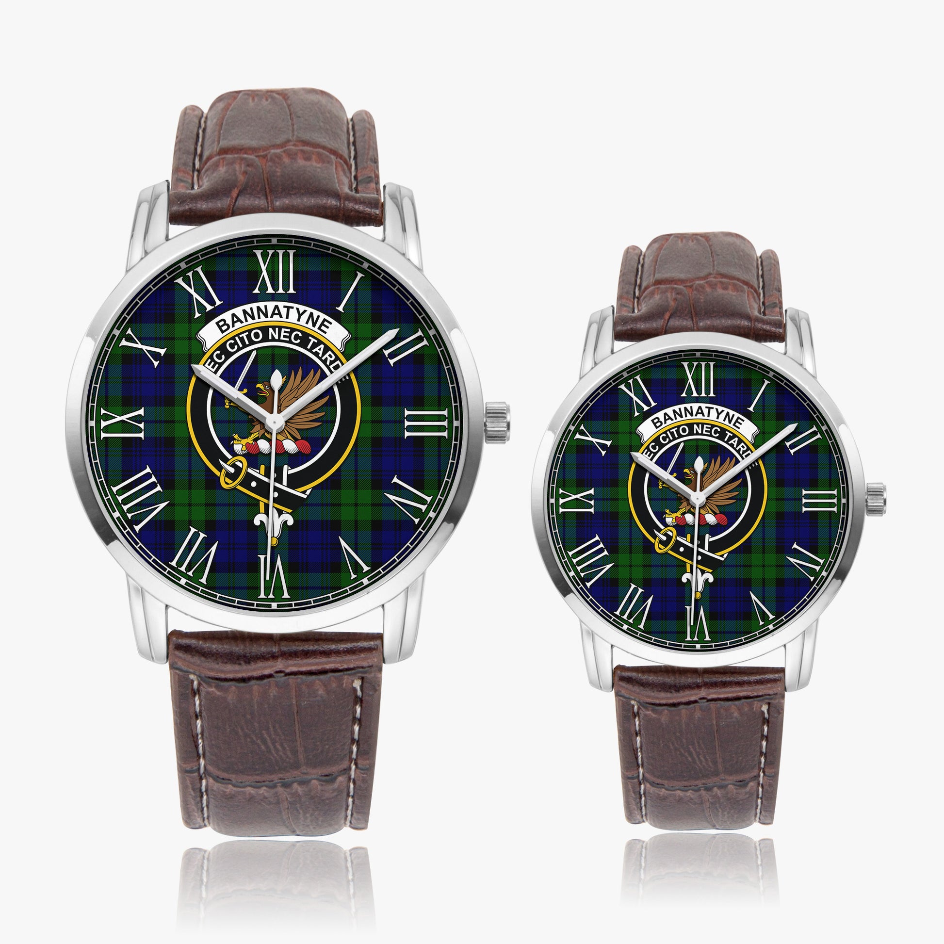 Bannatyne Tartan Family Crest Leather Strap Quartz Watch - Tartanvibesclothing