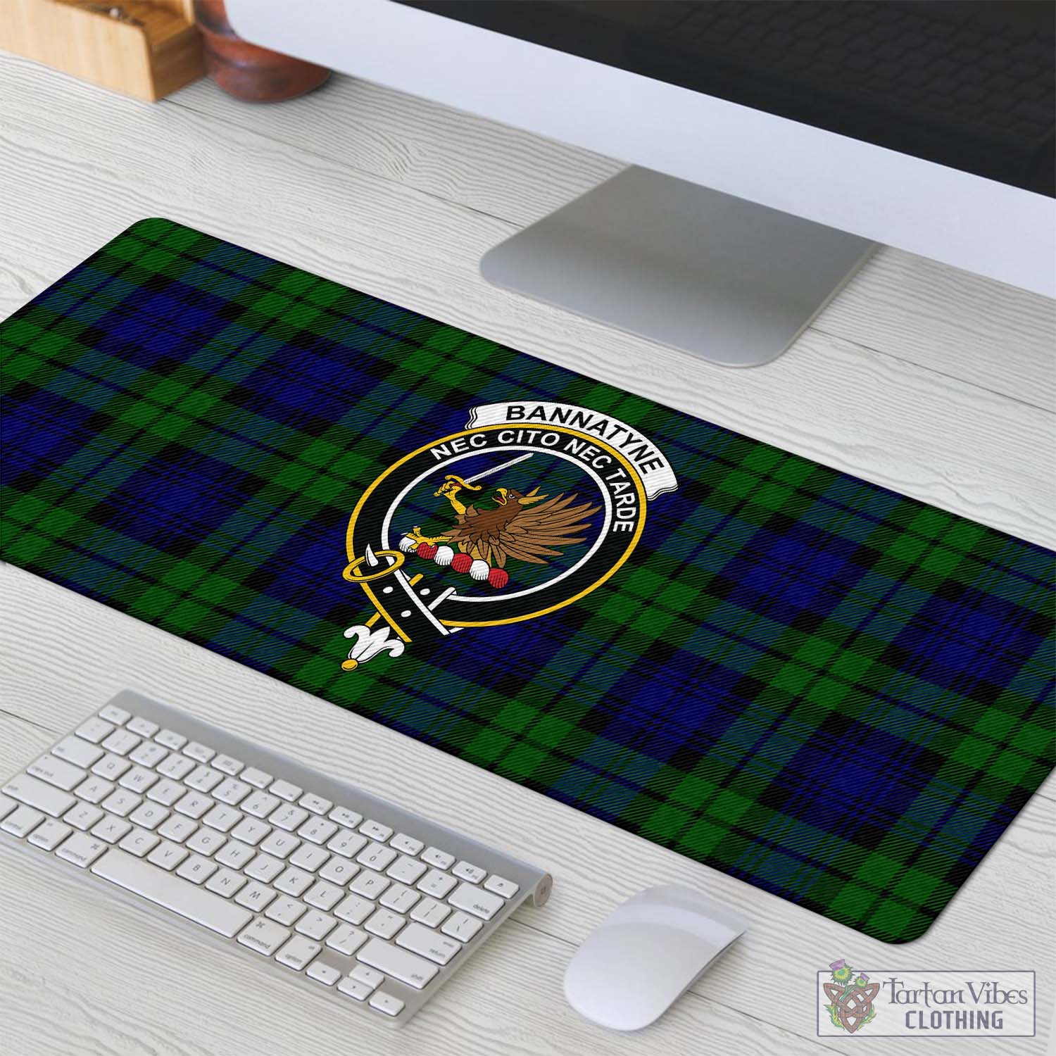Tartan Vibes Clothing Bannatyne Tartan Mouse Pad with Family Crest
