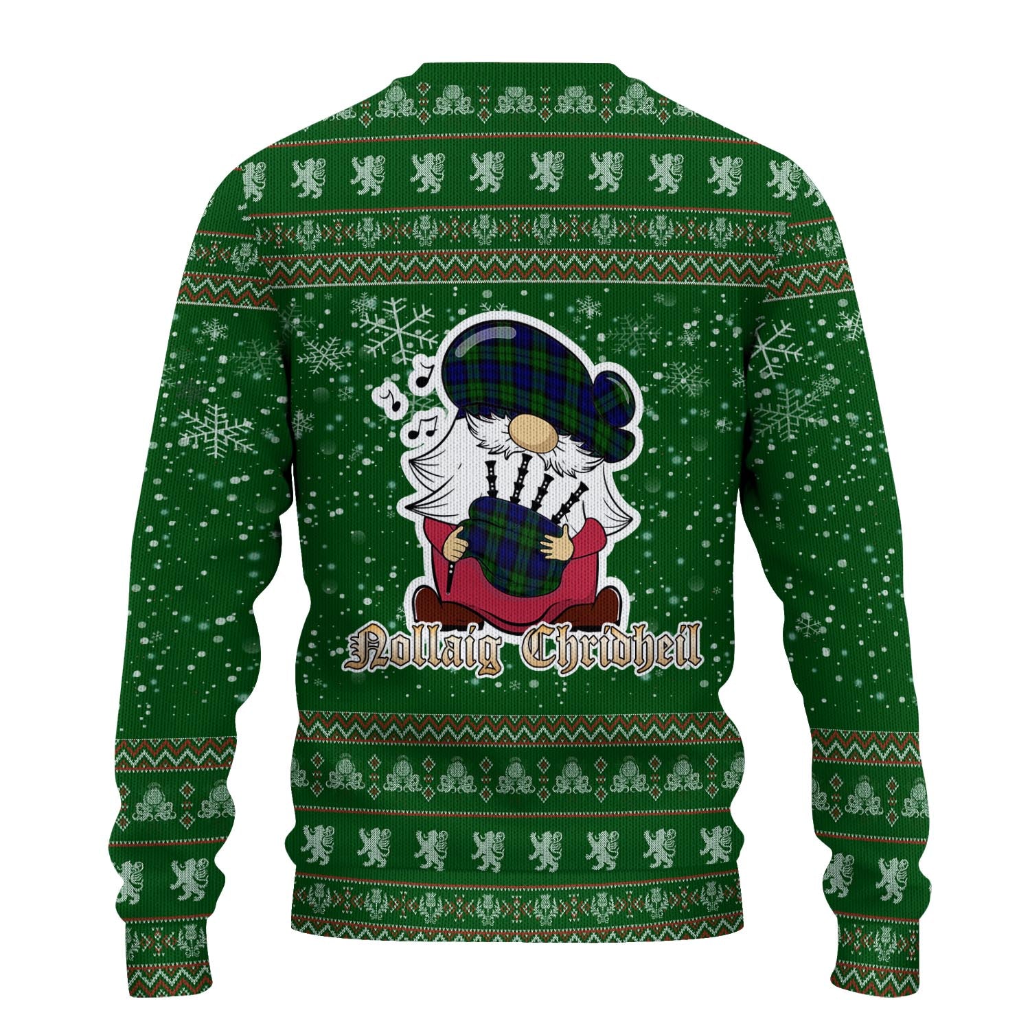 Bannatyne Clan Christmas Family Knitted Sweater with Funny Gnome Playing Bagpipes - Tartanvibesclothing