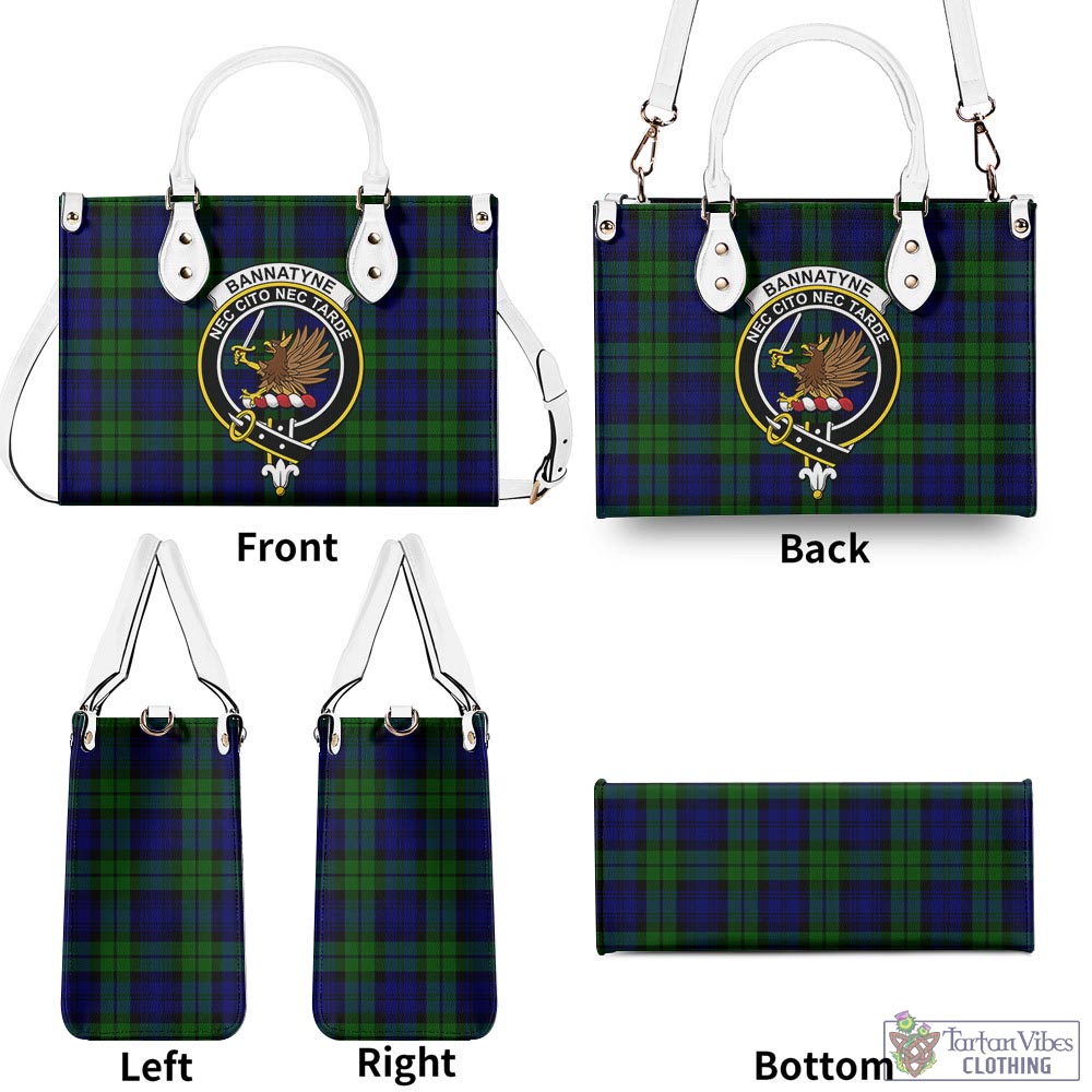 Tartan Vibes Clothing Bannatyne Tartan Luxury Leather Handbags with Family Crest