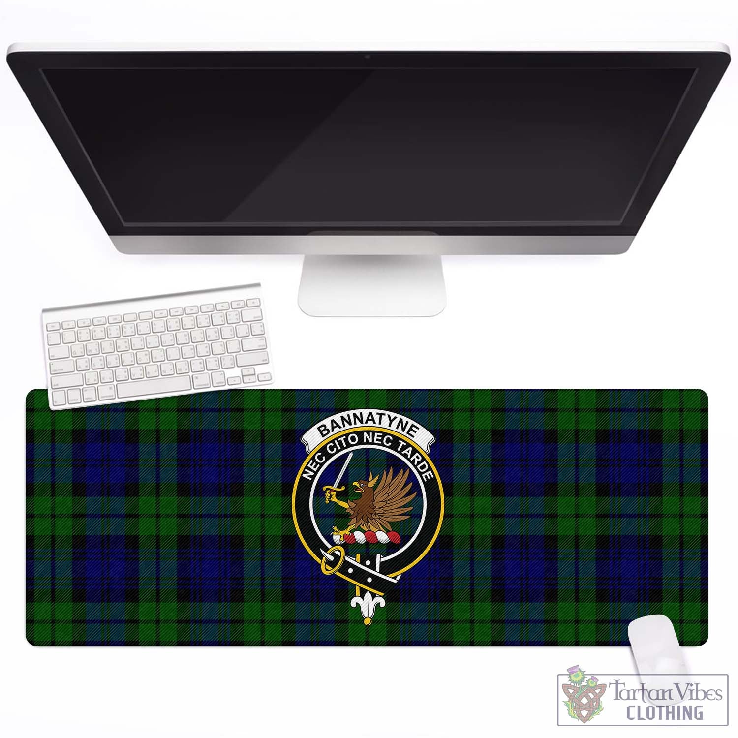 Tartan Vibes Clothing Bannatyne Tartan Mouse Pad with Family Crest